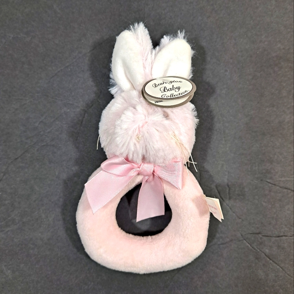 Bearington Baby Collection Pink Lil' Bunny Ring Rattle NEW